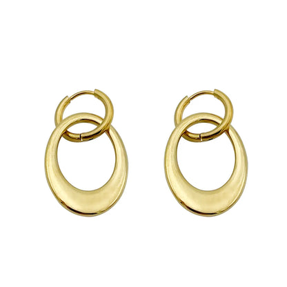 1 Pair Modern Style Simple Style Oval Stainless Steel Metal Plating Gold Plated Drop Earrings