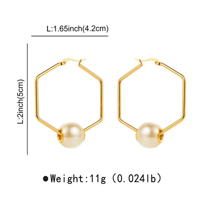 1 Pair Modern Style Simple Style Pearl Irregular Stainless Steel Hoop Earrings