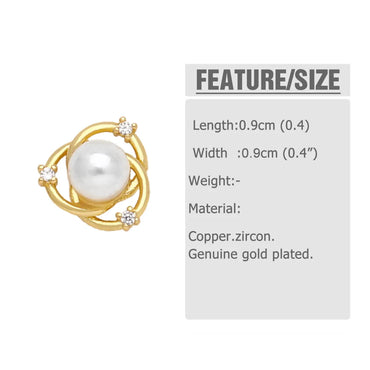 1 Pair Modern Style Simple Style Rabbit Flower Bow Knot Plating Inlay Copper Pearl Zircon 18k Gold Plated Ear Studs