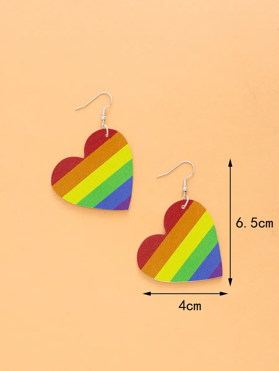 1 Pair Modern Style Simple Style Rainbow Heart Shape Butterfly Pu Leather Drop Earrings Ear Studs