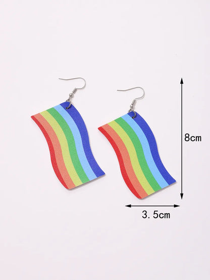 1 Pair Modern Style Simple Style Rainbow Heart Shape Butterfly Pu Leather Drop Earrings Ear Studs