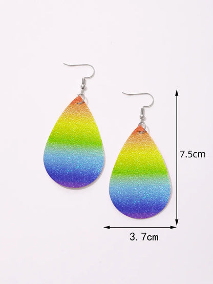 1 Pair Modern Style Simple Style Rainbow Heart Shape Butterfly Pu Leather Drop Earrings Ear Studs