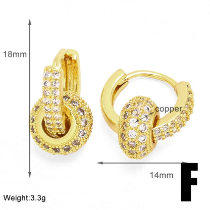 1 Pair Modern Style Simple Style Round Inlay Copper Zircon 18K Gold Plated Earrings