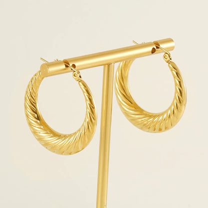 1 Pair Modern Style Simple Style Round Stainless Steel Plating 18k Gold Plated Hoop Earrings