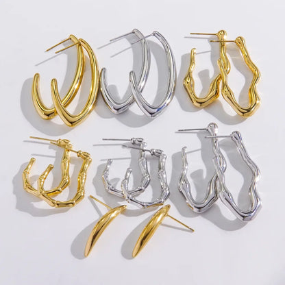 1 Pair Modern Style Simple Style Solid Color Plating 304 Stainless Steel 14K Gold Plated Ear Studs