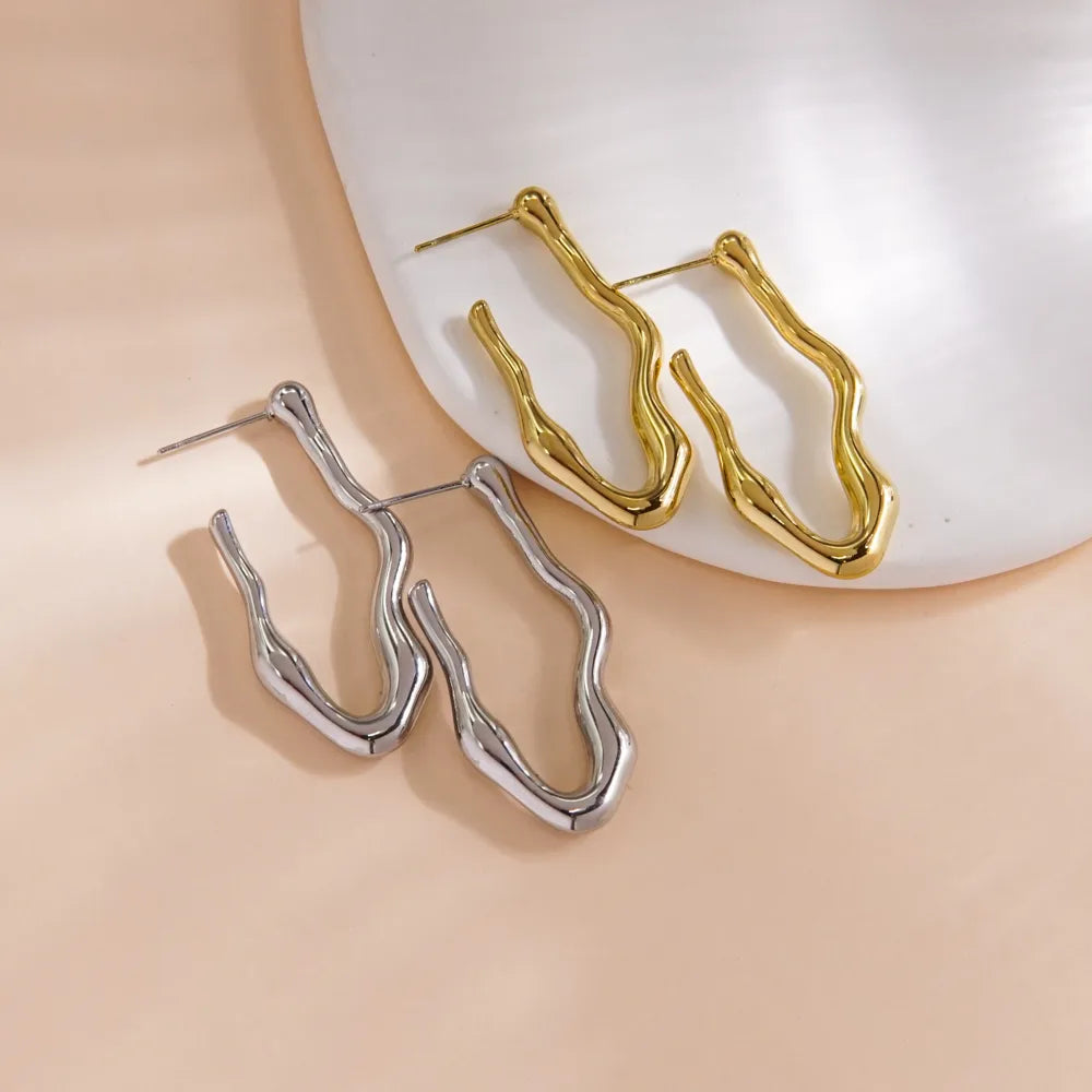 1 Pair Modern Style Simple Style Solid Color Plating 304 Stainless Steel 14K Gold Plated Ear Studs