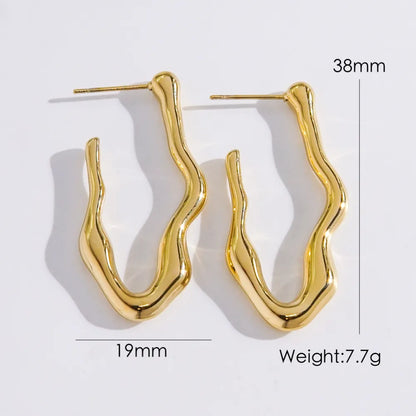 1 Pair Modern Style Simple Style Solid Color Plating 304 Stainless Steel 14K Gold Plated Ear Studs