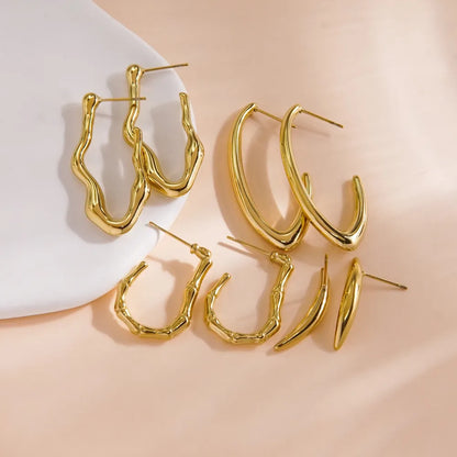 1 Pair Modern Style Simple Style Solid Color Plating 304 Stainless Steel 14K Gold Plated Ear Studs