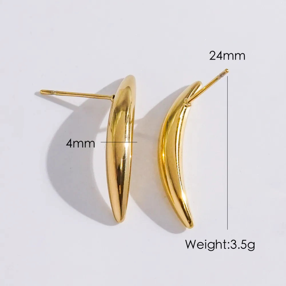 1 Pair Modern Style Simple Style Solid Color Plating 304 Stainless Steel 14K Gold Plated Ear Studs