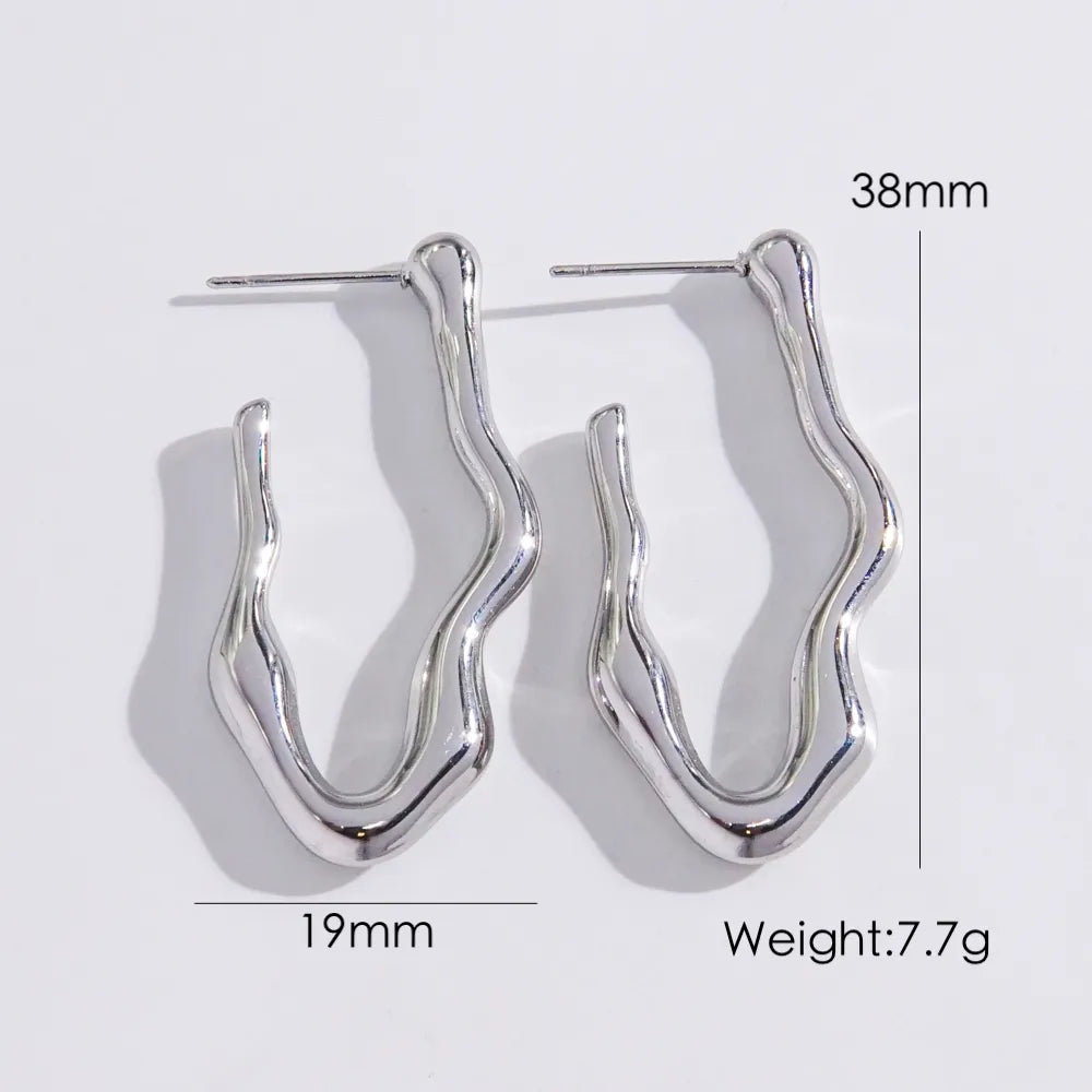 1 Pair Modern Style Simple Style Solid Color Plating 304 Stainless Steel 14K Gold Plated Ear Studs