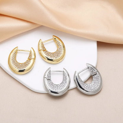 1 Pair Modern Style Simple Style Solid Color Plating Inlay Copper Zircon 18K Gold Plated Earrings