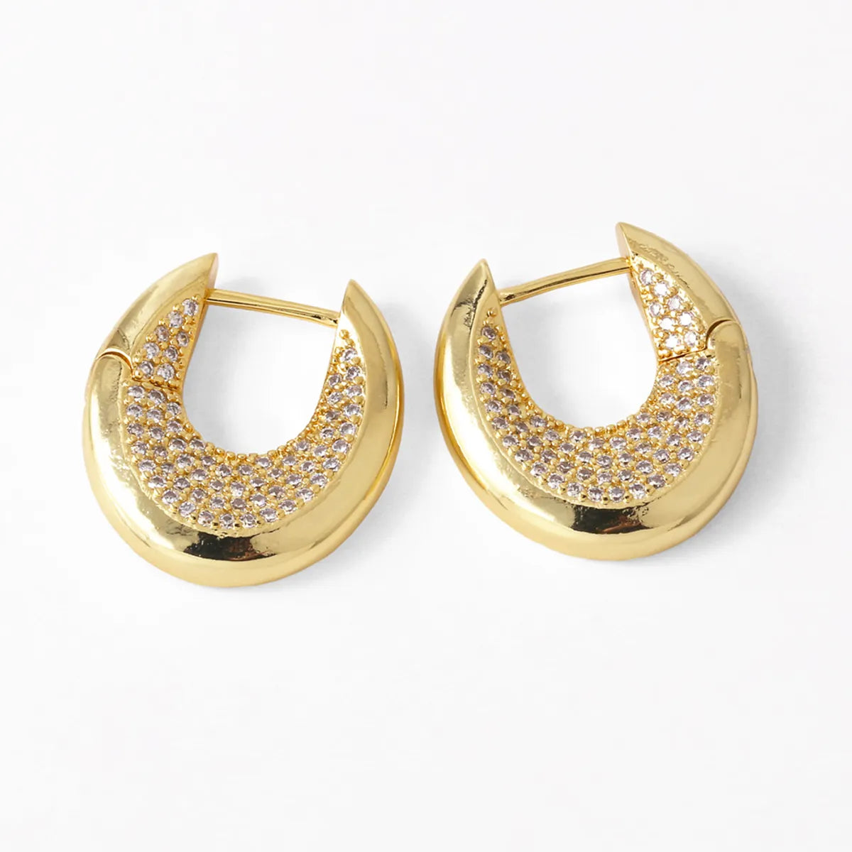 1 Pair Modern Style Simple Style Solid Color Plating Inlay Copper Zircon 18K Gold Plated Earrings