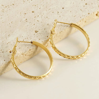 1 Pair Modern Style Simple Style Solid Color Plating Stainless Steel 18k Gold Plated Hoop Earrings