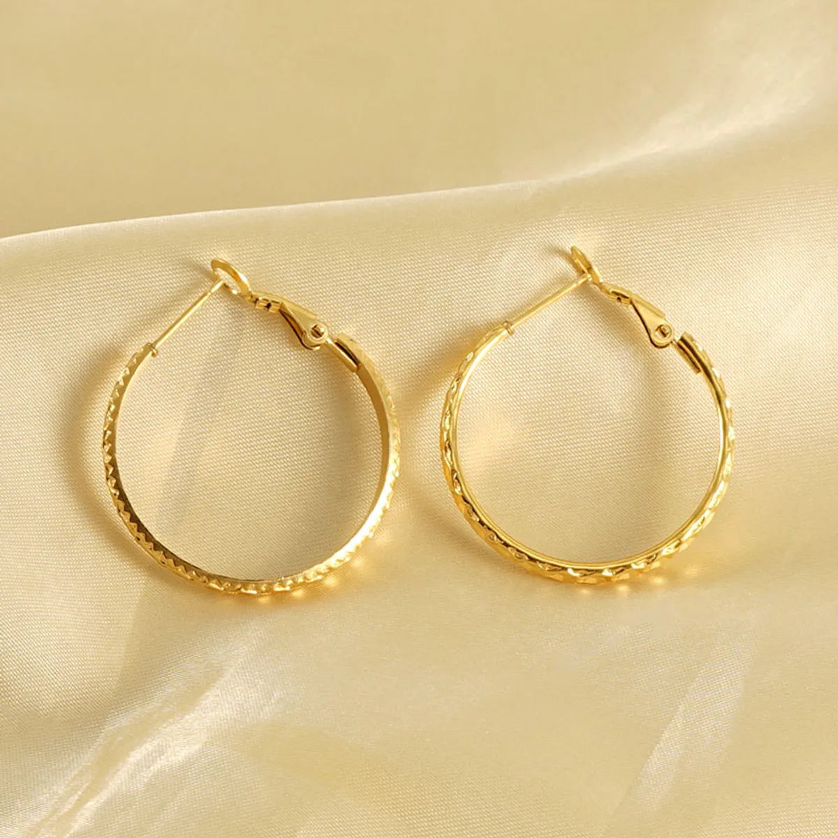 1 Pair Modern Style Simple Style Solid Color Plating Stainless Steel 18k Gold Plated Hoop Earrings