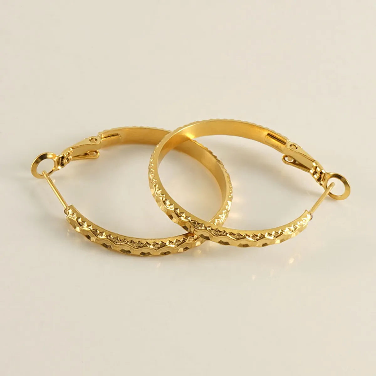 1 Pair Modern Style Simple Style Solid Color Plating Stainless Steel 18k Gold Plated Hoop Earrings