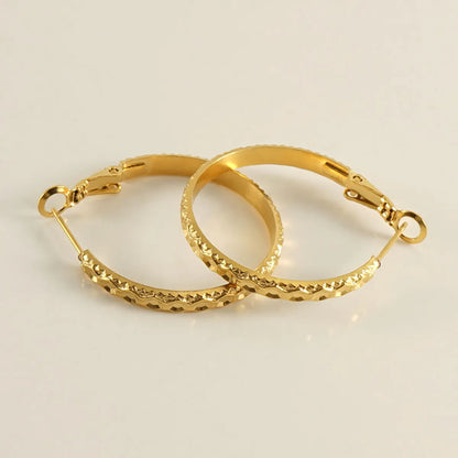 1 Pair Modern Style Simple Style Solid Color Plating Stainless Steel 18k Gold Plated Hoop Earrings