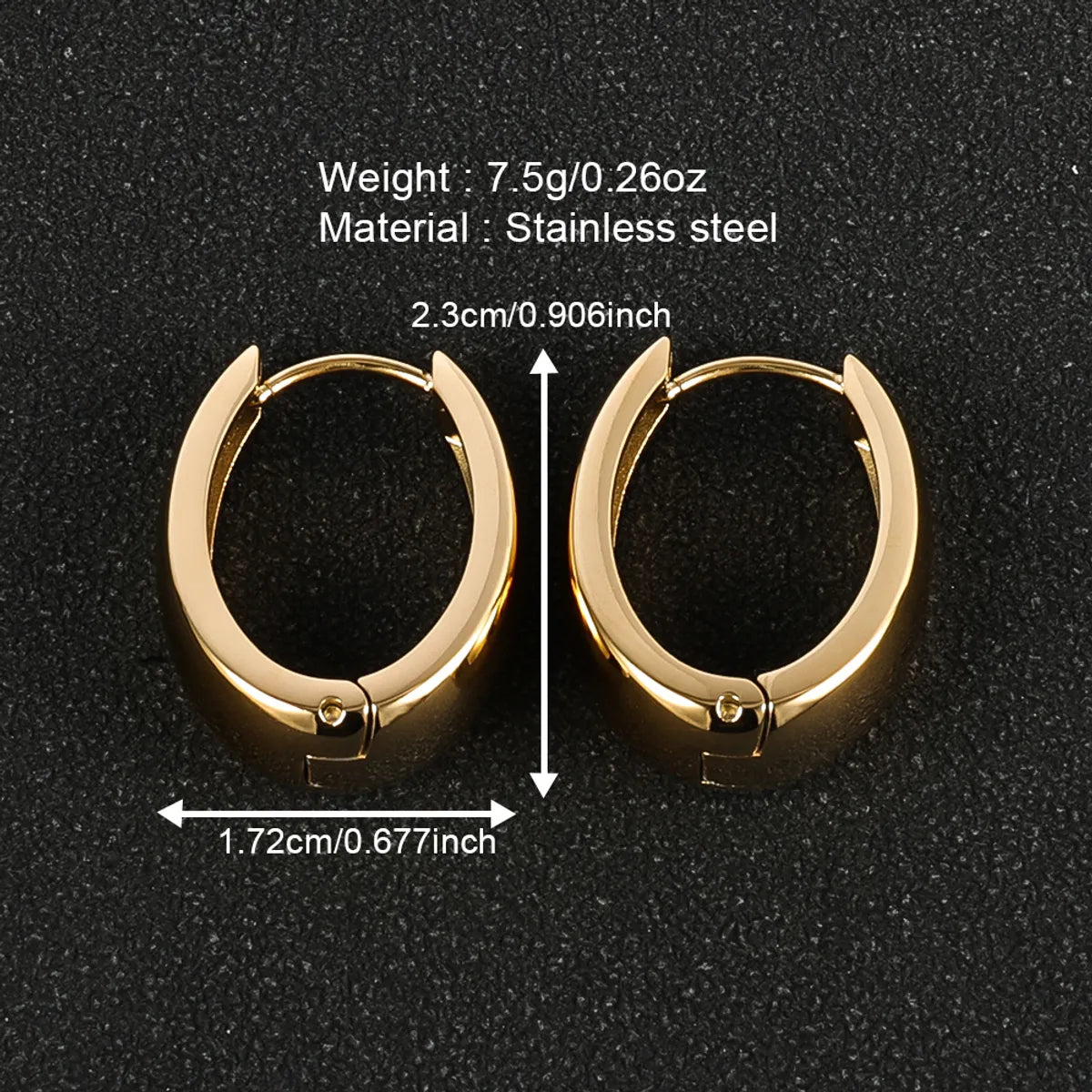 1 Pair Modern Style Simple Style Solid Color Polishing 304 Stainless Steel 18K Gold Plated Earrings