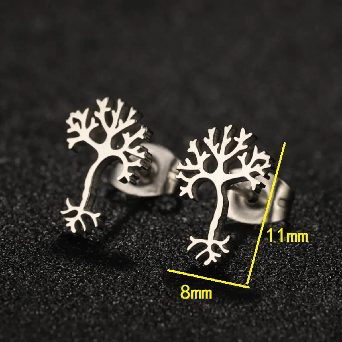 1 Pair Modern Style Simple Style Tree Plating Stainless Steel 18k Gold Plated Ear Studs