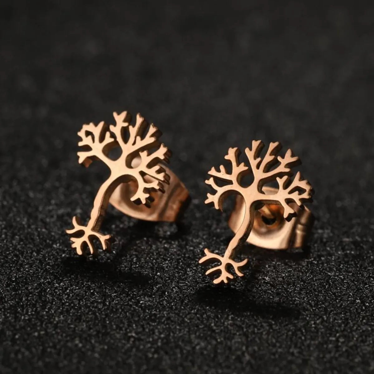 1 Pair Modern Style Simple Style Tree Plating Stainless Steel 18k Gold Plated Ear Studs