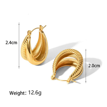 1 Pair Modern Style Simple Style U Shape Stainless Steel 18K Gold Plated Hoop Earrings