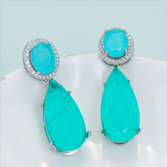 1 Pair Modern Style Simple Style Water Droplets Copper Plating Inlay Artificial Gemstones Rhinestones Drop Earrings