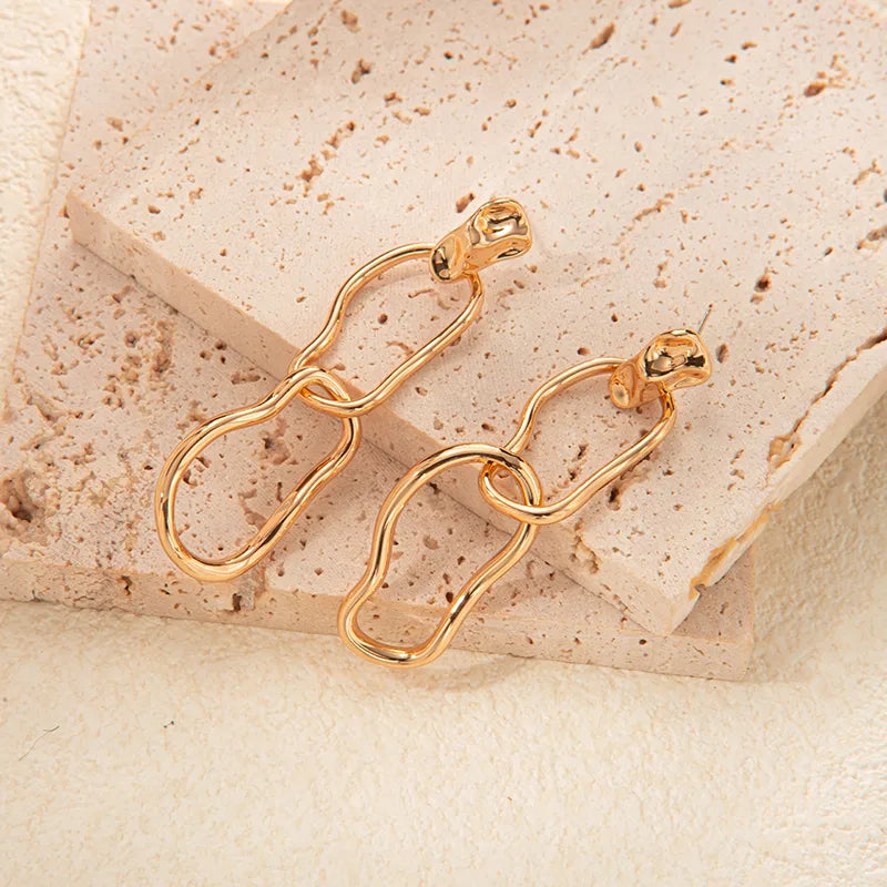 1 Pair Modern Style Solid Color Commute Irregular Copper Gold Plated Drop Earrings