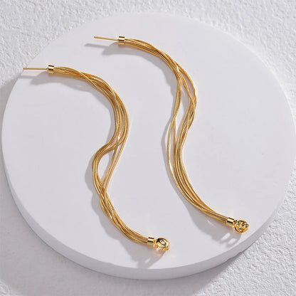 1 Pair Modern Style Solid Color Plating Metal Stainless Steel 18k Gold Plated Drop Earrings