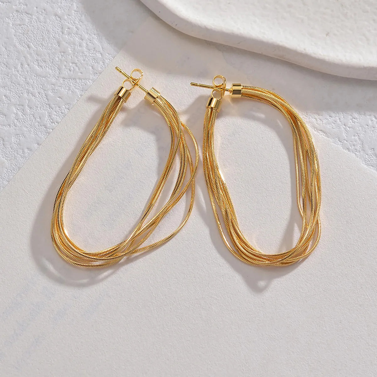 1 Pair Modern Style Solid Color Plating Metal Stainless Steel 18k Gold Plated Drop Earrings