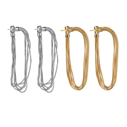 1 Pair Modern Style Solid Color Plating Metal Stainless Steel 18k Gold Plated Drop Earrings