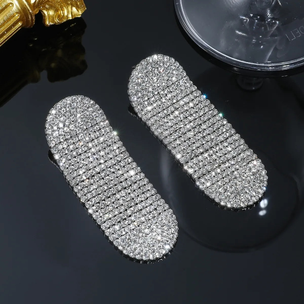 1 Pair Modern Style Solid Color Plating Rhinestone Silver Plated Drop Earrings