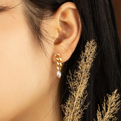 1 Pair Modern Style Solid Color Polishing Plating Stainless Steel Gold Plated Drop Earrings