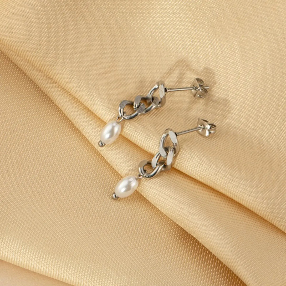 1 Pair Modern Style Solid Color Polishing Plating Stainless Steel Gold Plated Drop Earrings