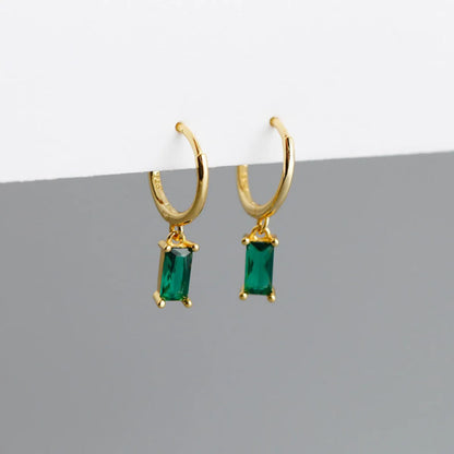 1 Pair Modern Style Square Inlay Copper Zircon Earrings