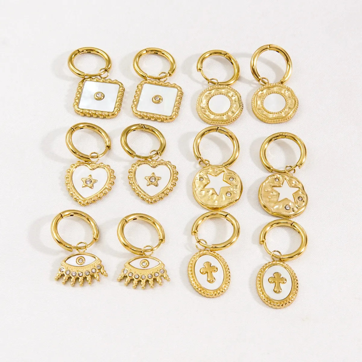 1 Pair Modern Style Star Eye Plating Inlay Stainless Steel Zircon 14k Gold Plated Earrings