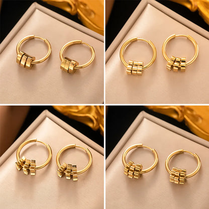 1 Pair Modern Style Star Heart Shape Flower Plating Titanium Steel Hoop Earrings