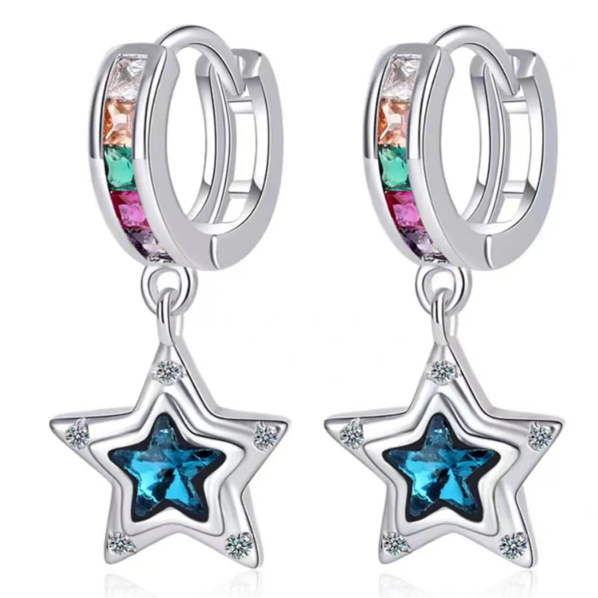 1 Pair Modern Style Star Heart Shape Plating Inlay Copper Zircon Earrings