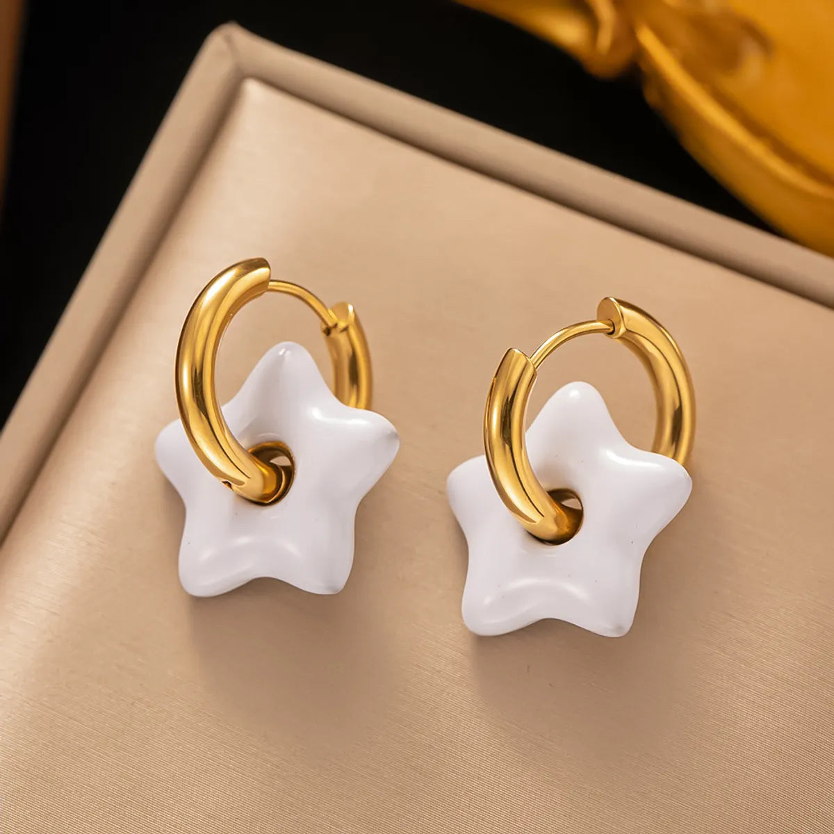 1 Pair Modern Style Star Plating 304 Stainless Steel 18K Gold Plated Drop Earrings