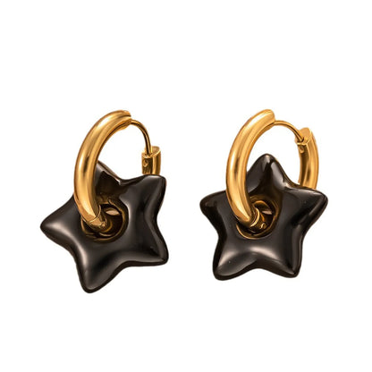 1 Pair Modern Style Star Plating 304 Stainless Steel 18K Gold Plated Drop Earrings