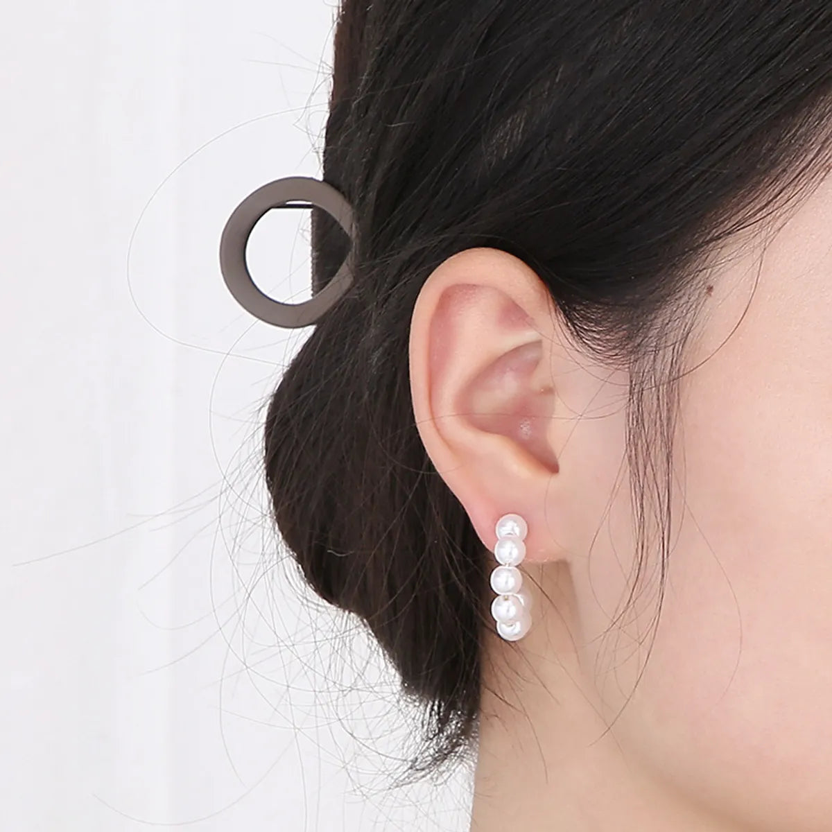 1 Pair Modern Style Streetwear C Shape Plating Inlay Stainless Steel Rhinestones Pearl Ear Studs