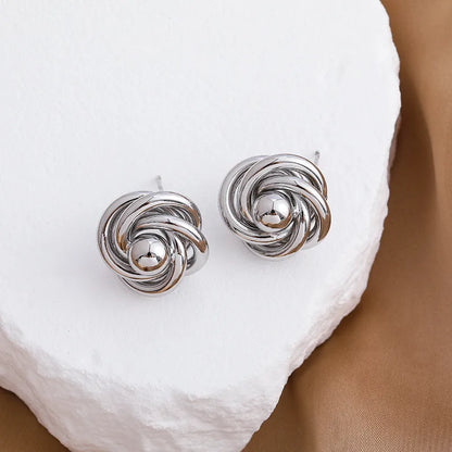 1 Pair Modern Style Streetwear Flower Plating Copper Ear Studs