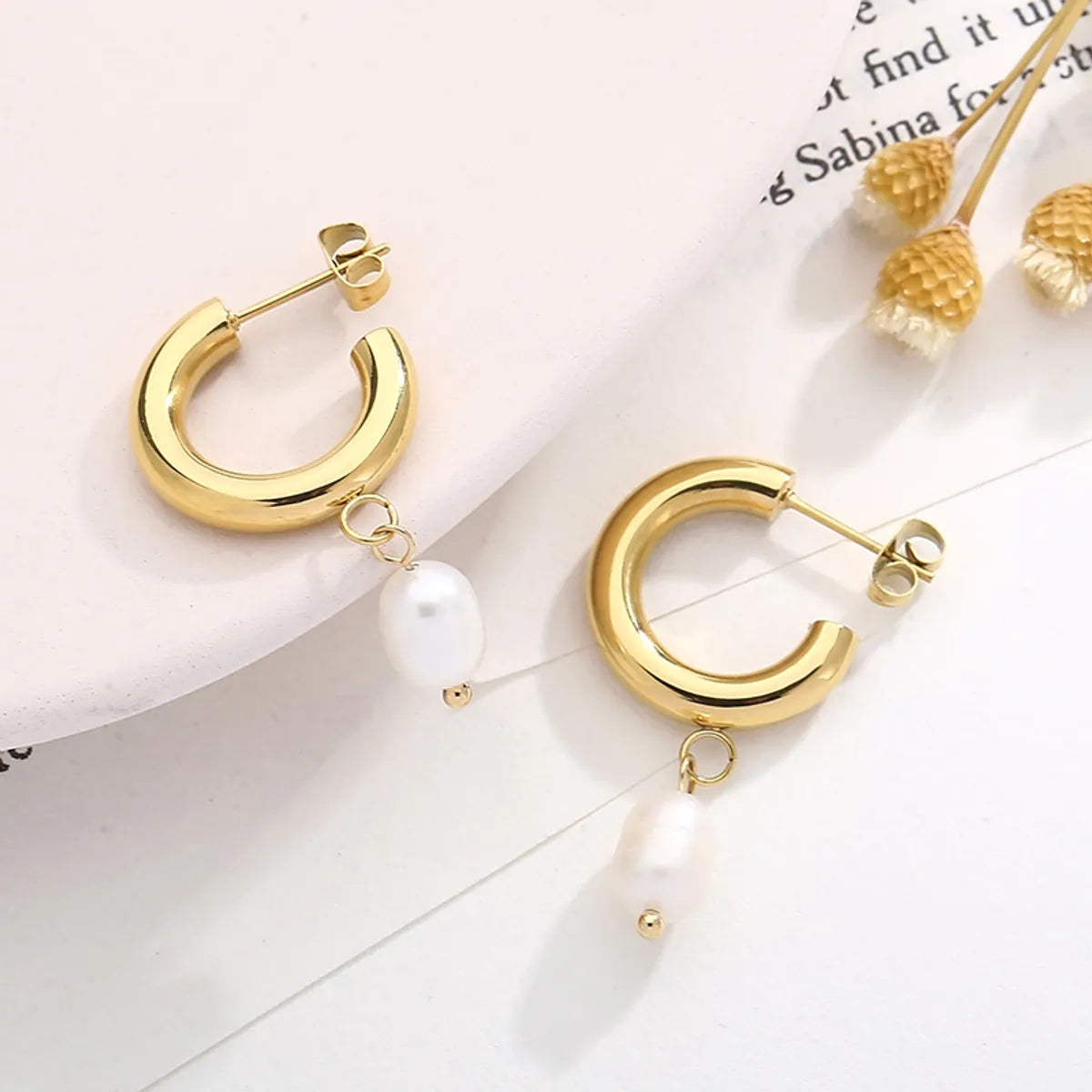 1 Pair Modern Style Streetwear Geometric Pearl Plating Inlay Stainless Steel Rhinestones Drop Earrings