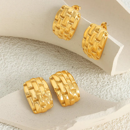 1 Pair Modern Style Streetwear Geometric Plating Titanium Steel 18k Gold Plated Ear Studs