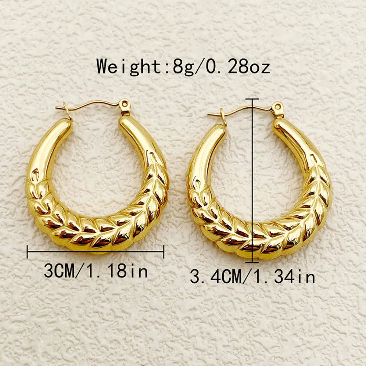 1 Pair Modern Style Streetwear U Shape Plating Stainless Steel Gold Plated Earrings