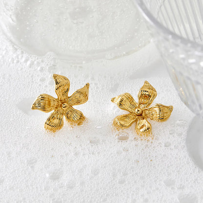 1 Pair Modern Style Sweet Artistic Flower 304 Stainless Steel 16K Gold Plated White Gold Plated Gold Plated Ear Studs