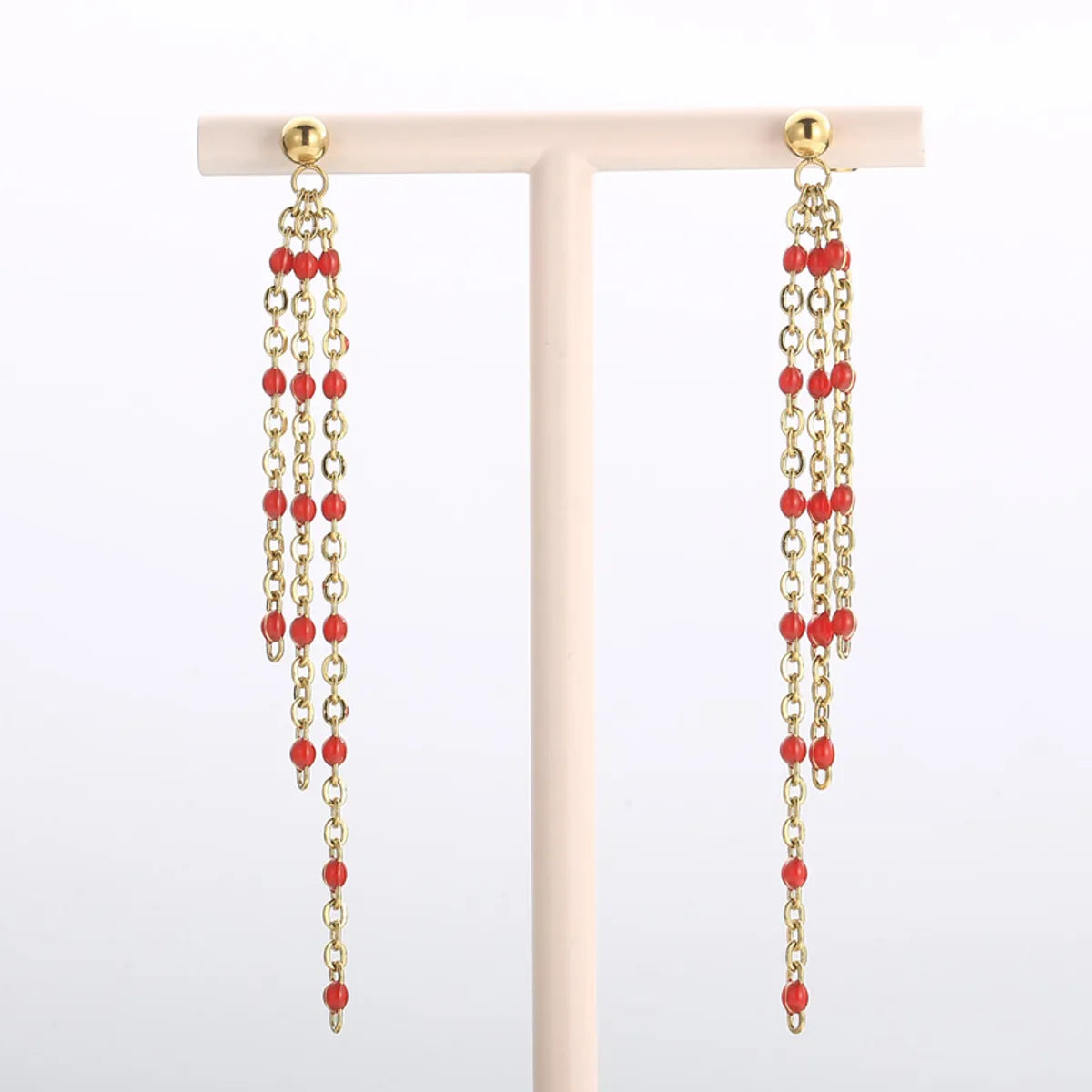 1 Pair Modern Style Tassel Plating Chain Stainless Steel Drop Earrings