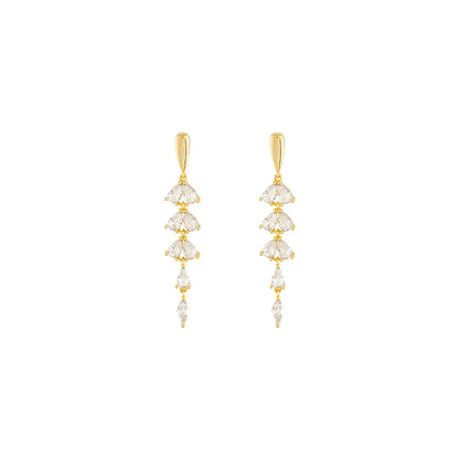 1 Pair Modern Style Tassel Plating Inlay Alloy Zircon Drop Earrings