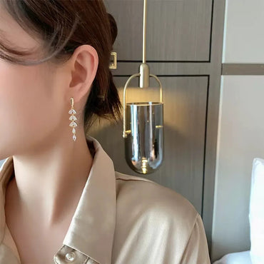 1 Pair Modern Style Tassel Plating Inlay Alloy Zircon Drop Earrings