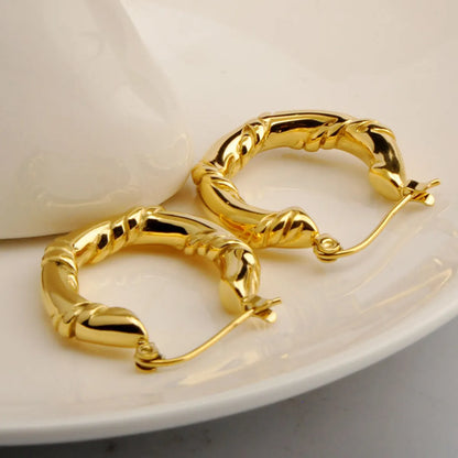 1 Pair Modern Style U Shape Plating Titanium Steel 18k Gold Plated Hoop Earrings