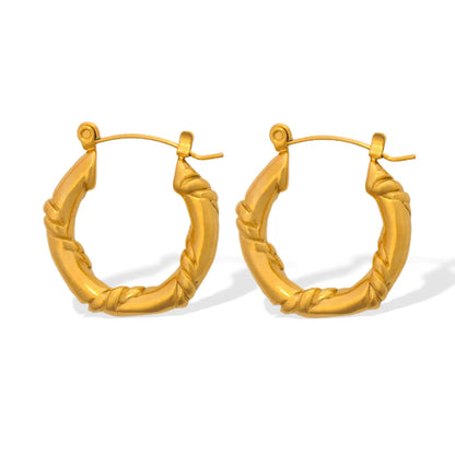 1 Pair Modern Style U Shape Plating Titanium Steel 18k Gold Plated Hoop Earrings