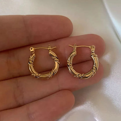 1 Pair Modern Style U Shape Plating Titanium Steel 18k Gold Plated Hoop Earrings